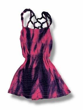 Silence + Noise Pink and Purple Tie Dye top with Braided Macrame Straps